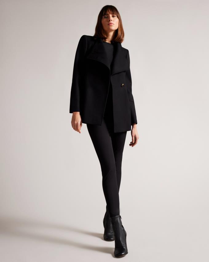 Manteau Ted Baker Short Wool Wrap Noir Femme | JTK-52019666